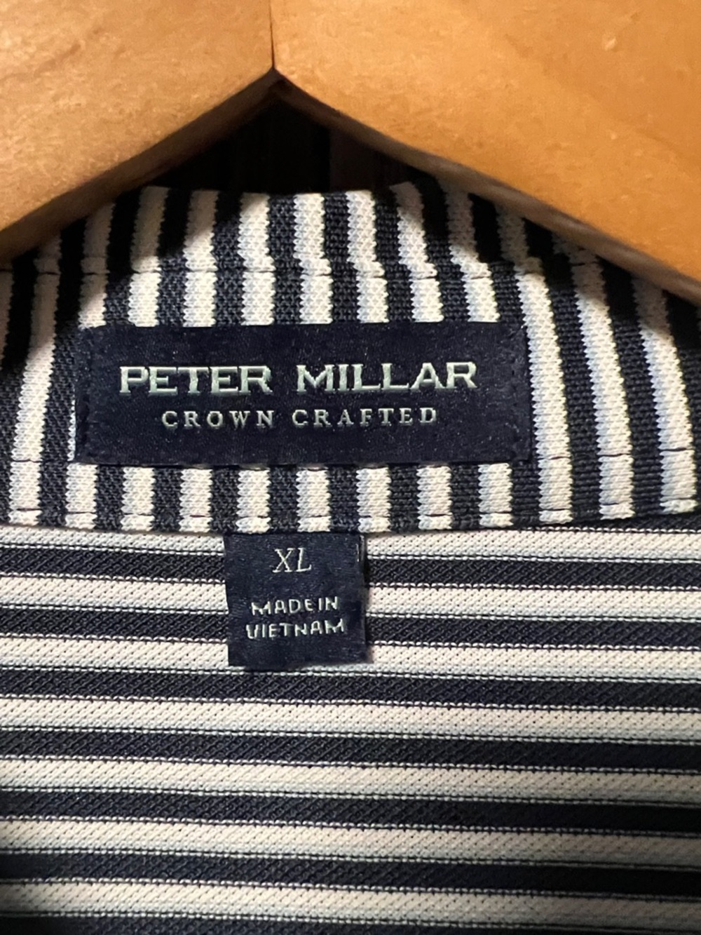 Brand New Peter Millar Crown Crafted Stretch Classic Navy & White Striped Polo! - Picture 4 of 12